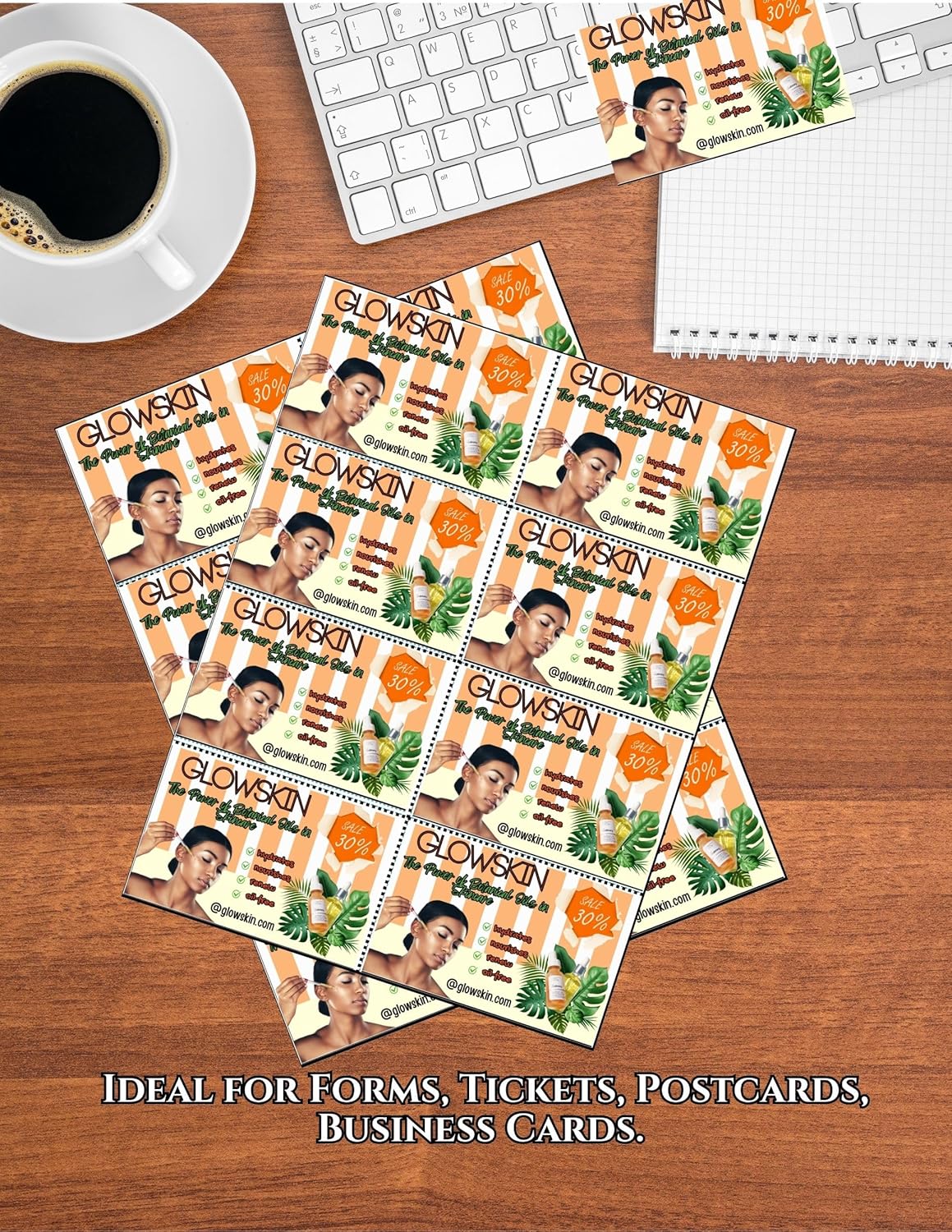 Limited Papers (TM) 8.5x11 Perforated Paper, 20/50 Pound, 75 GSM, Variety of Perforation Sizes and Colors, for Forms, Tickets, Postcards, Business Cards. (Green, 8 up)