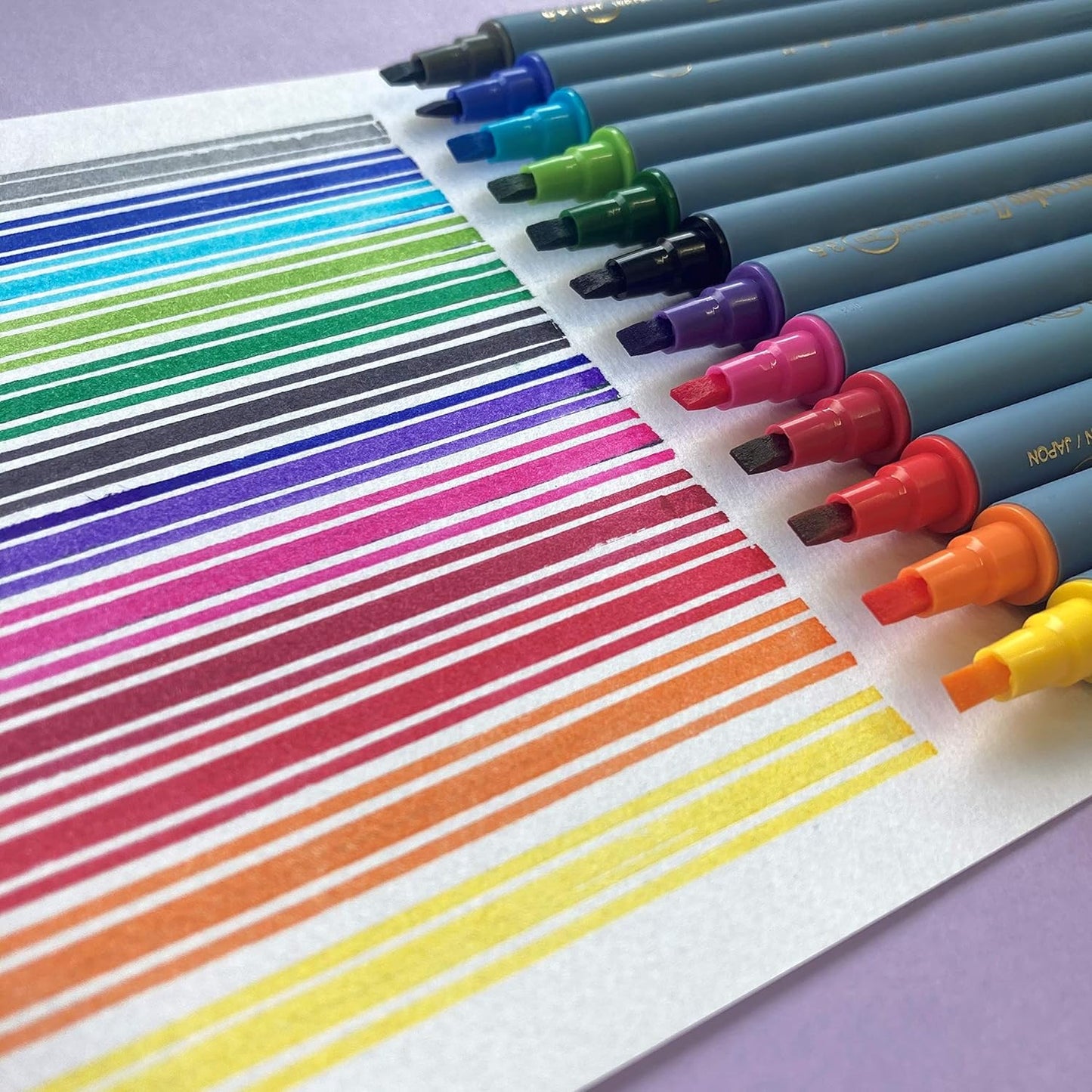 Kuretake ZIG Calligraphy Marker Pens, 24 Colors set, 2mm & 3.5mm Dual Tip Markers, for Writing & Hand Lettering, for Professional, Beginner, Water-based dye ink, Made in Japan