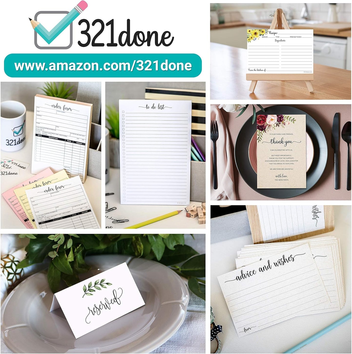 321Done 2-Part Blank Carbonless Pad, 3.4x5.5 Landscape, Made in USA, Pocket Size Carbon Copy Memo Scratch Note Pad, Sketchbook, Sales Book for Craft Boutique Business (50 Sets) White/Yellow