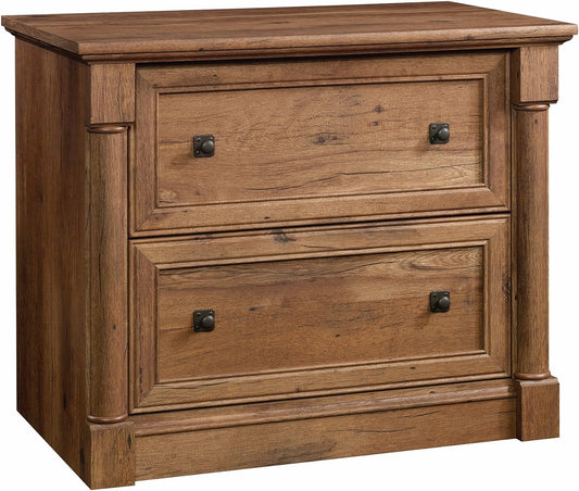 Sauder Palladia 2 Drawer File Cabinet, Lateral Filing Cabinets for Home Office, Hanging File Folders Organizer, Interlocking Drawers, in Vintage Oak Finish