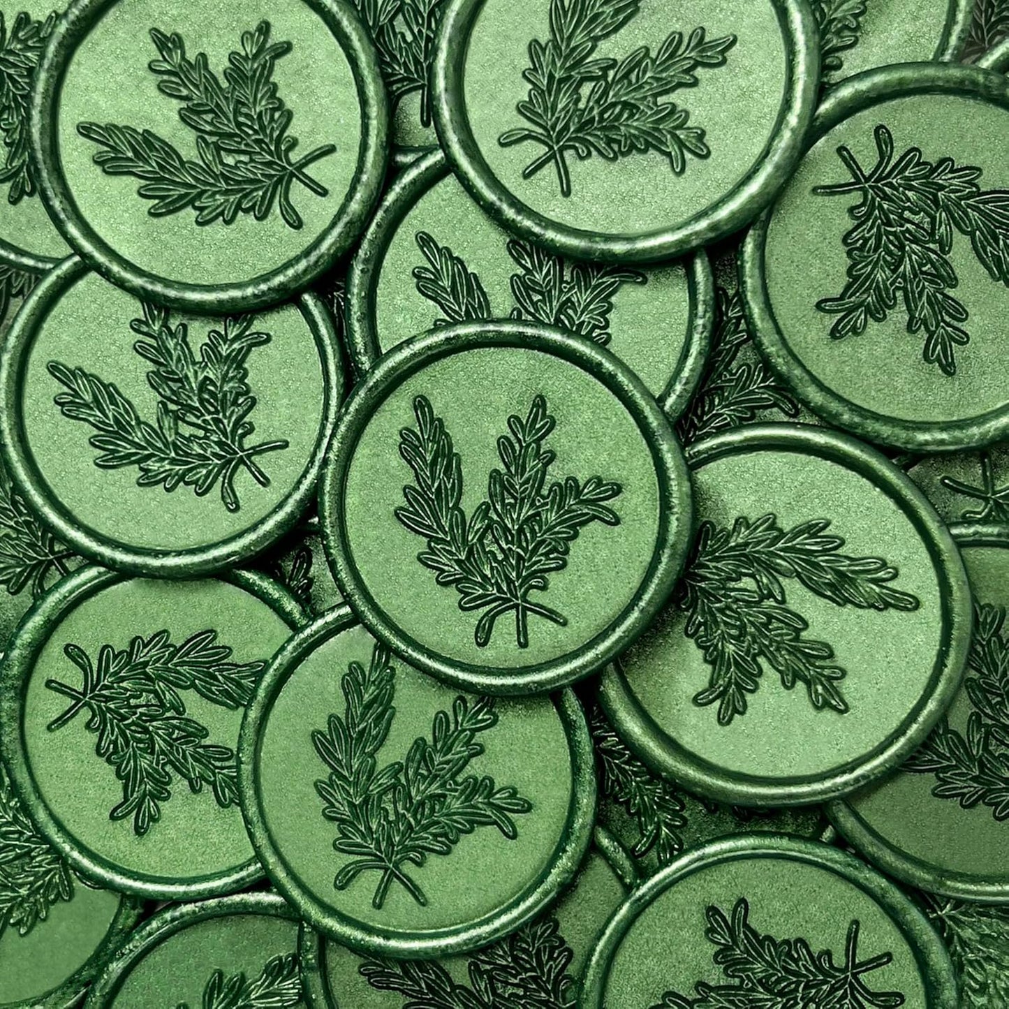 25Pcs Wax Seal Stickers Handmade Envelope Seals Self Adhesive Wax Stickers for Wedding Party Invitations, Envelope, Gift Wrap, Christmas(Rosemary Style, Green)