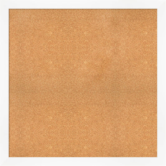 Amanti Art Natural Cork Board for Wall, 37x37 Vision Board with White Frame, Oversize Corkboard Office Decor for Home Organization, Modern Corkboard Pinboard to Display Items for Home Organization in