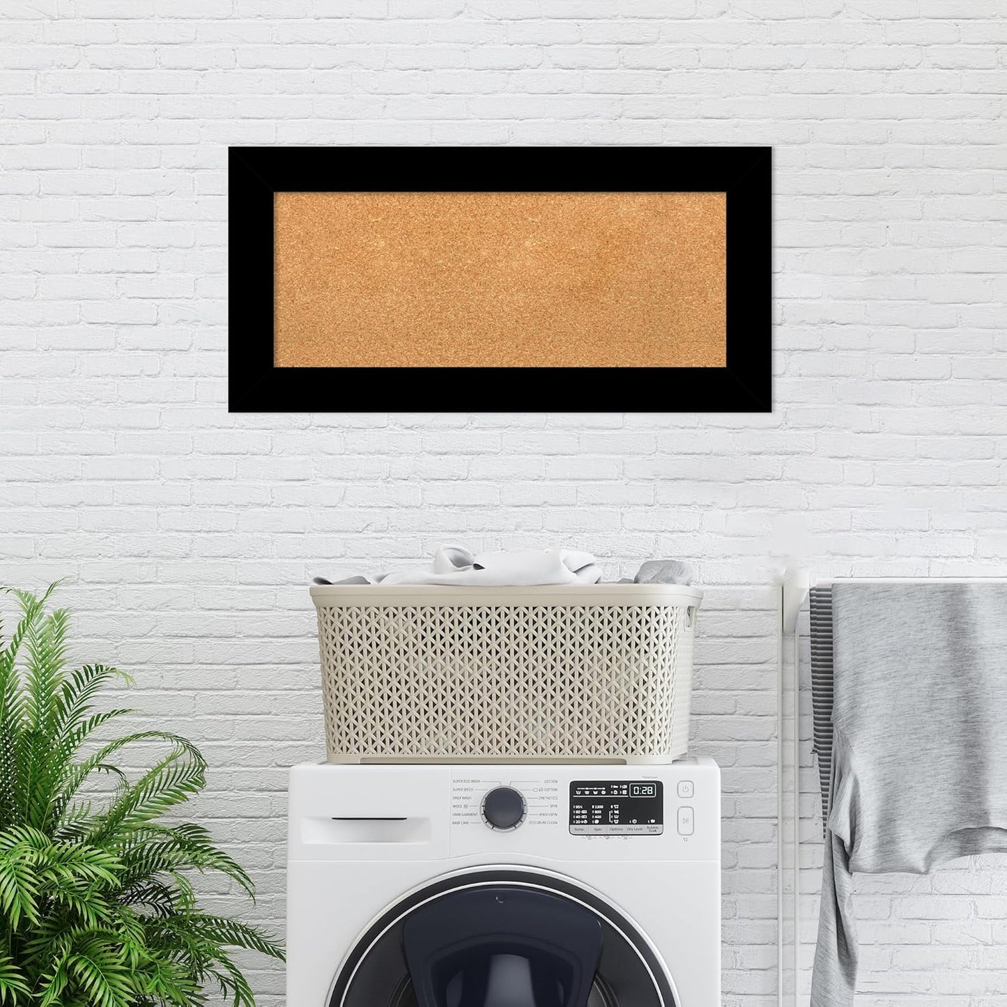 Amanti Art Natural Cork Board for Wall, 17x35 Vision Board with Black Wood Frame, Medium Corkboard Office Decor for Home Organization, Casual Corkboard Pinboard to Display Items for Home Organization