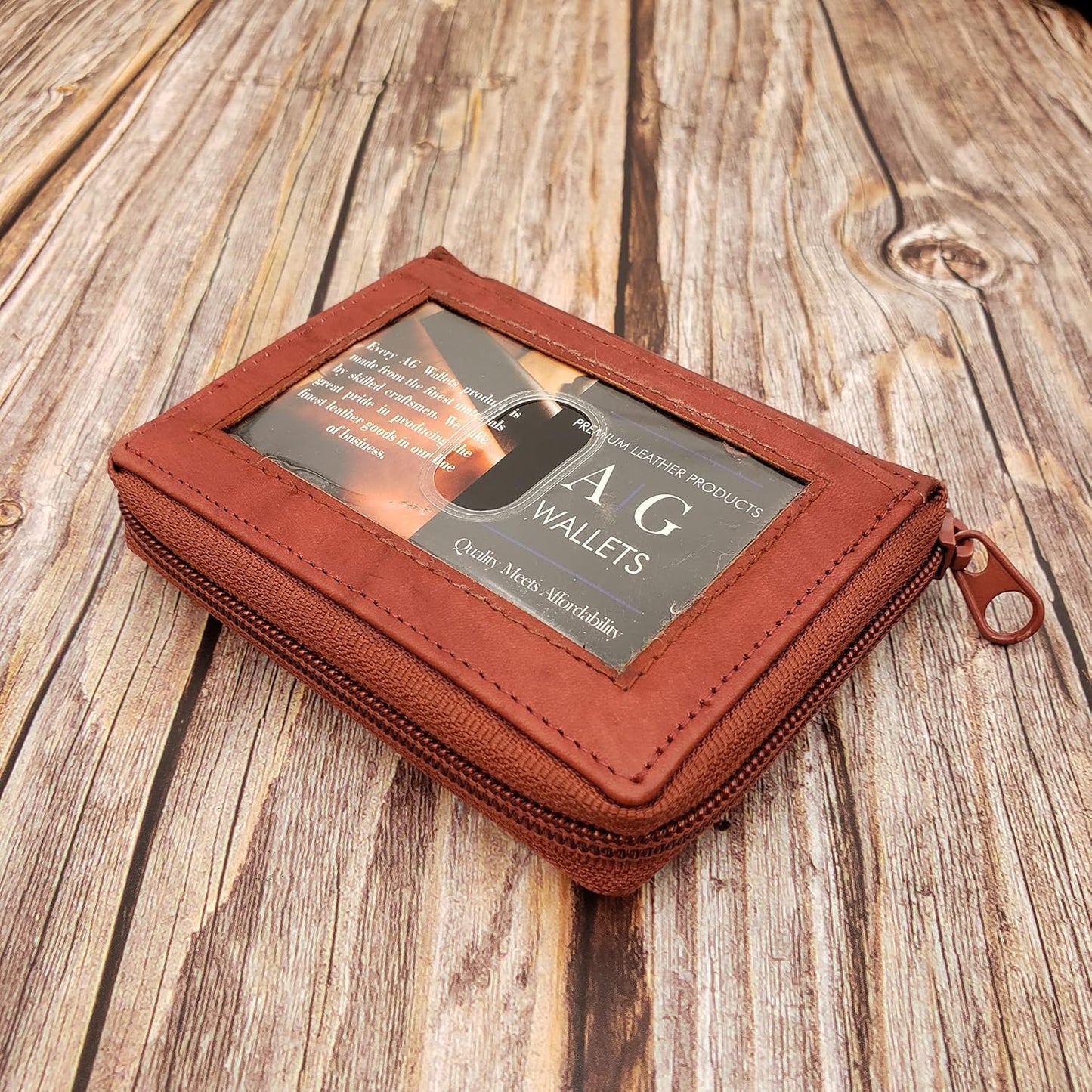ag wallets Mens Zip Around Leather Wallet with Inserts (Burgundy)
