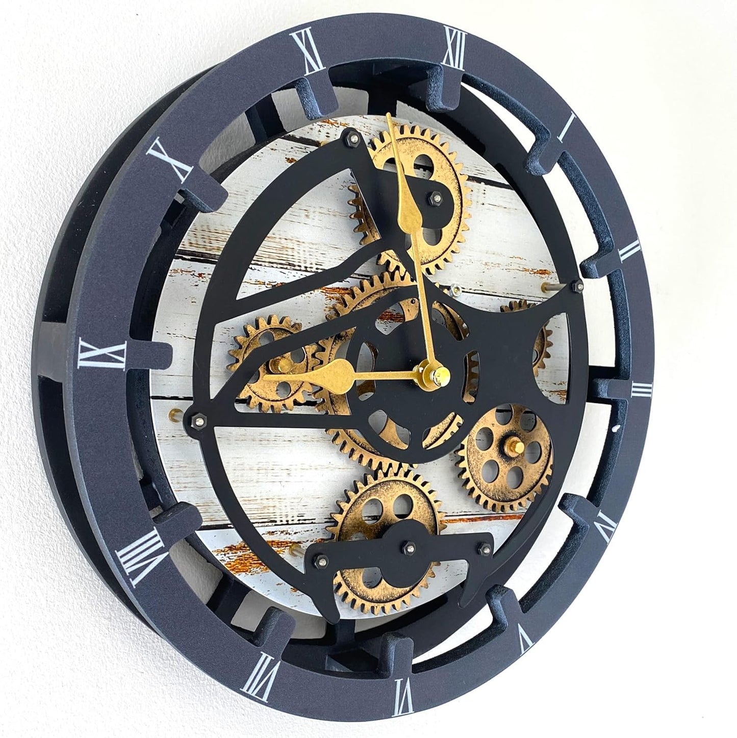 The Gears Clock Desk Clock 10 inches with Real Moving Gears Convertible into Wall Clock (Desert Beige)