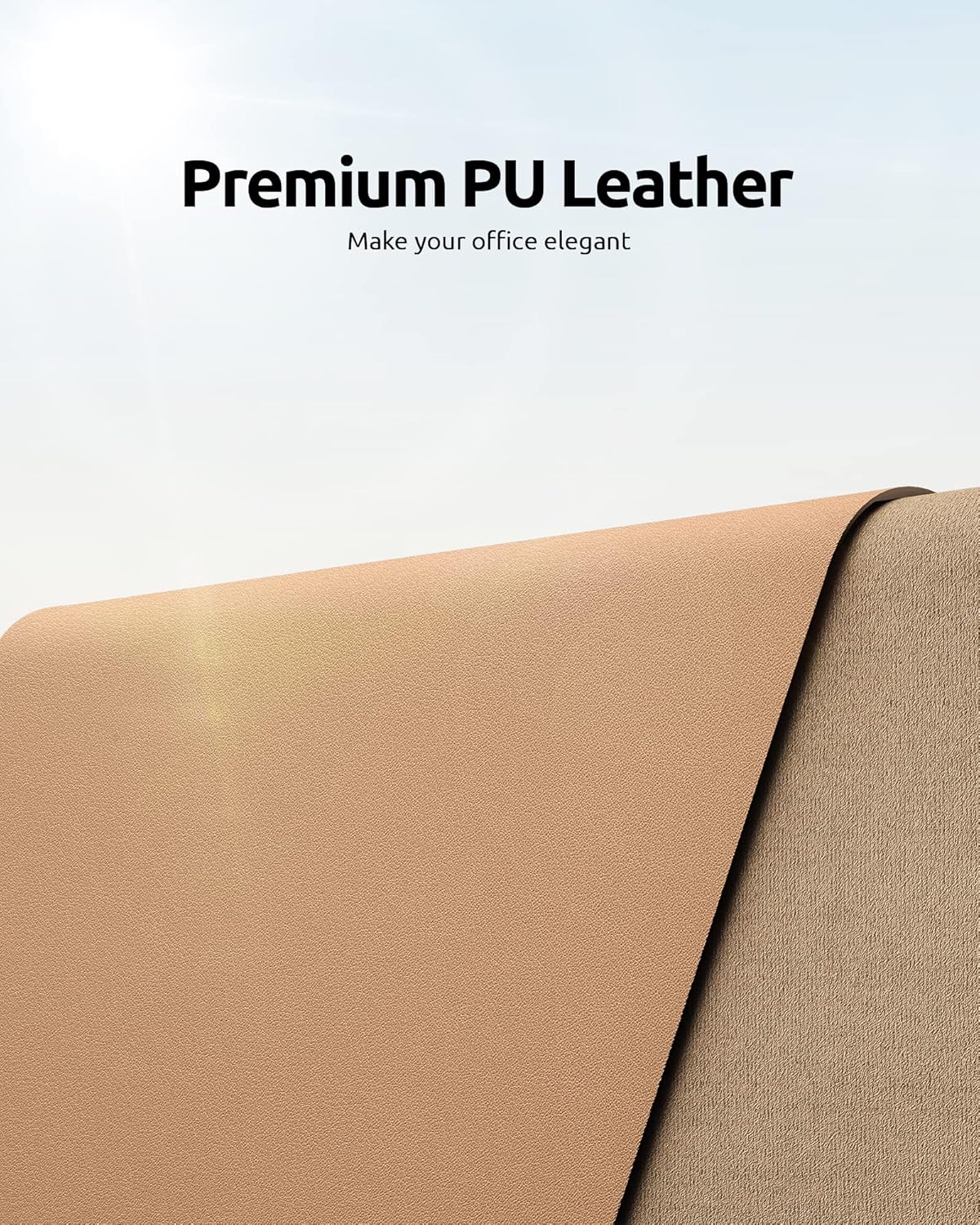 YSAGi Leather Desk Protector, Office Mat, Large Mouse Mat, Non-Slip PU Leather Blotter, Laptop Desk Mat, Waterproof Writing Pad for Office and Home (Khaki, 31.5" x 15.8")