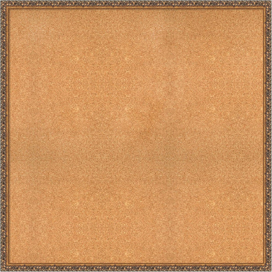 Amanti Art Natural Cork Board for Wall, 38x38 Vision Board with Bronze Frame, Oversize Corkboard Office Decor for Home Organization, Traditional Corkboard Pinboard to Display Items for Home