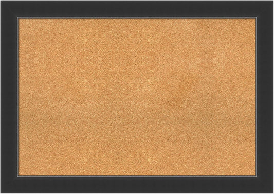Amanti Art Natural Cork Board for Wall, 29x41 Vision Board with Black Wood Frame, Large Corkboard Office Decor for Home Organization, Modern Contemporary Corkboard Pinboard to display items for home
