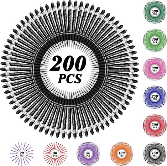 Max 500 Pcs Personalized Pens Bulk, Custom Pens with Free Engraving, Customized Stylus Tip Ballpoint Pen with Your Name Massage Text for School Office Business Graduation Anniversaries-200 Packs