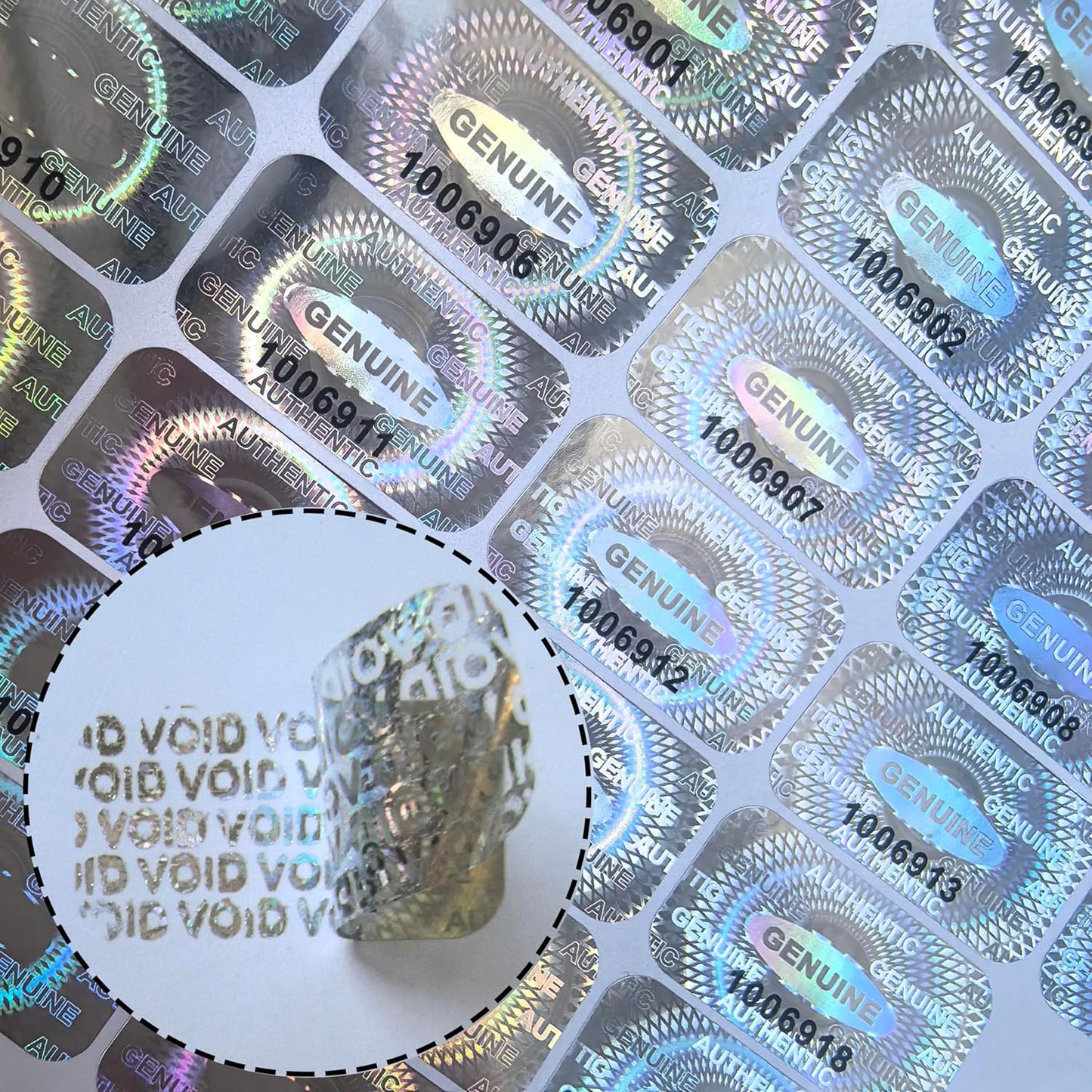 5200 pcs Hologram Tamper Proof Sticker, Security Tamper evident Label, Genuine Authentic Warranty Void Seal Labels with Unique Serial Number (1.2X0.68 inch,Silver)