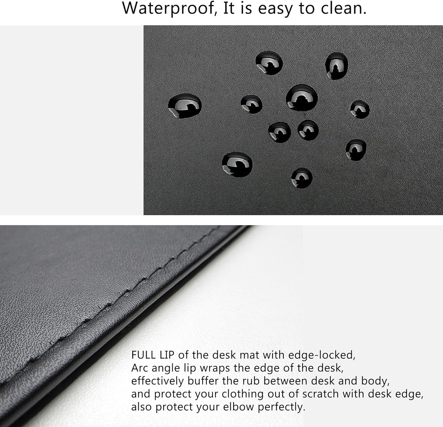 AKOZLIN 27.55”x 15.8" Soft PU Leather Surface Office Desk Mouse Mat Anti-Push Pad with Full Grip Fixation Lip Table Blotter Edge-Locked Protector
