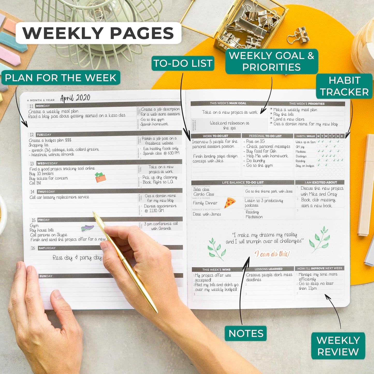 Clever Fox Planner PRO – Weekly & Monthly Life Planner to Increase Productivity, Time Management and Hit Your Goals, 8.5x11″ (Turquoise)