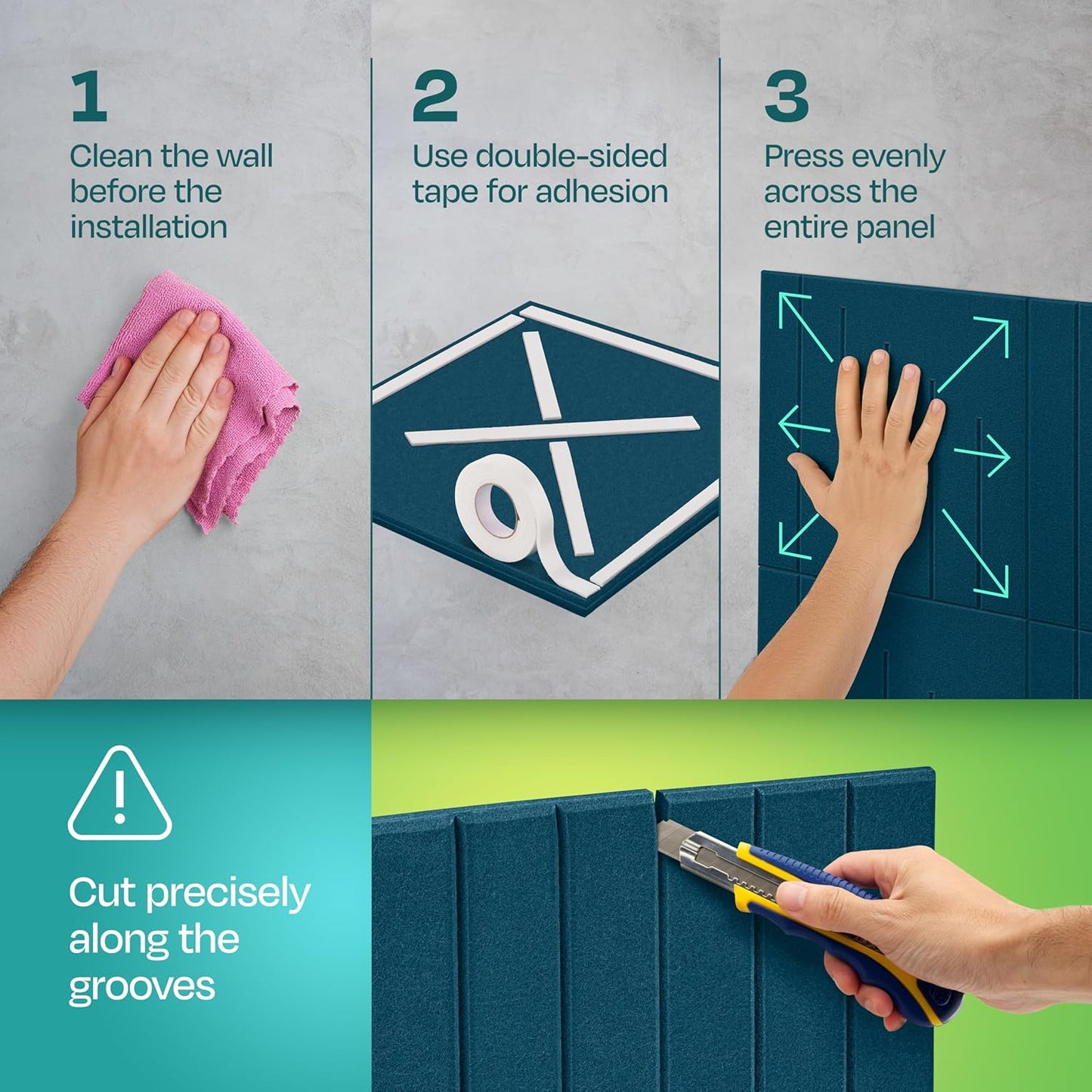 Acoustic Panels 12-Pack Soundproof Wall Panels 12"x12"x0.4" Decorative Sound Dampening for your Home, Office, Studio, Bedroom & More with Unique LineWave Carving [Ocean Turquoise]