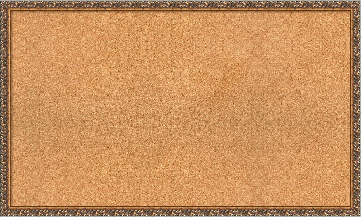 Amanti Art Natural Cork Board for Wall, 24x40 Vision Board with Bronze Frame, Large Corkboard Office Decor for Home Organization, Traditional Corkboard Pinboard to Display Items for Home Organization