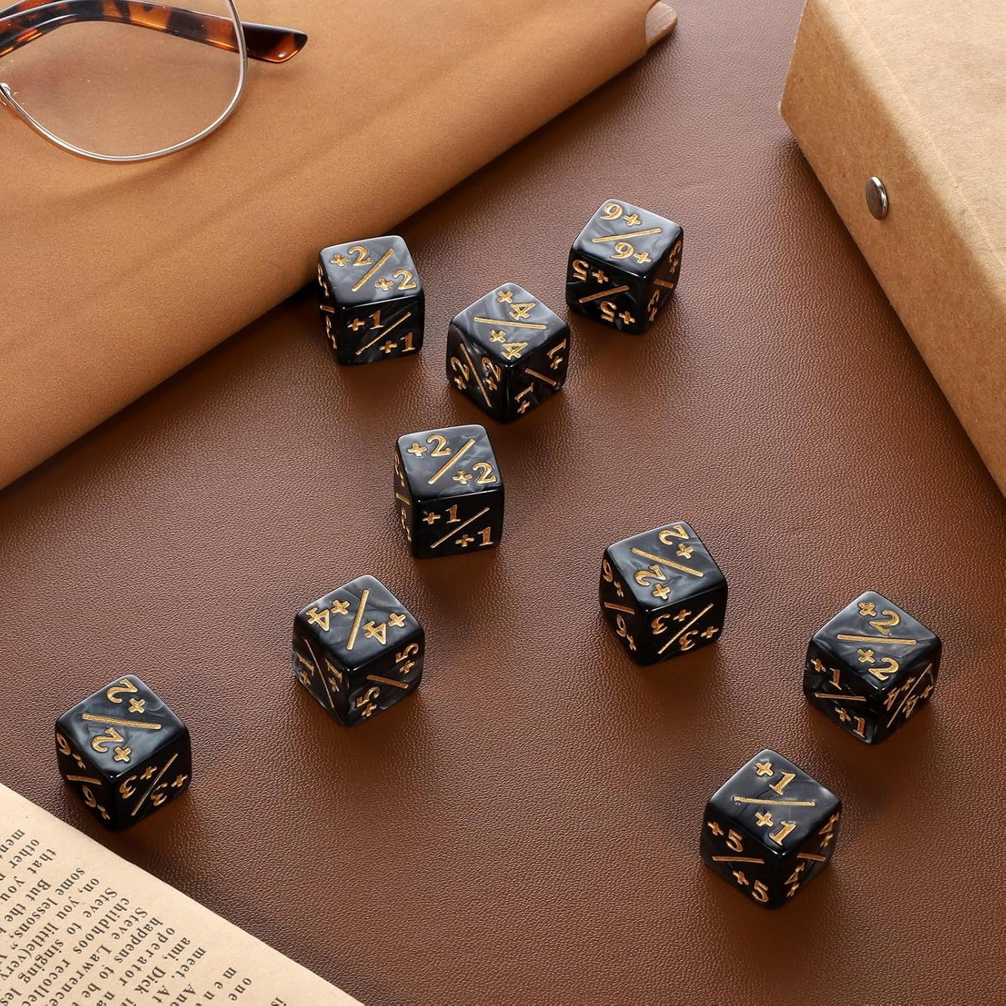 Token Dice Counter, 24 Pcs 1/+1 MTG Counter Dice D6 Plus and Minus Black Dices Kit Acrylic Board Game MTG Accessories for M-TG CCG Card Gaming
