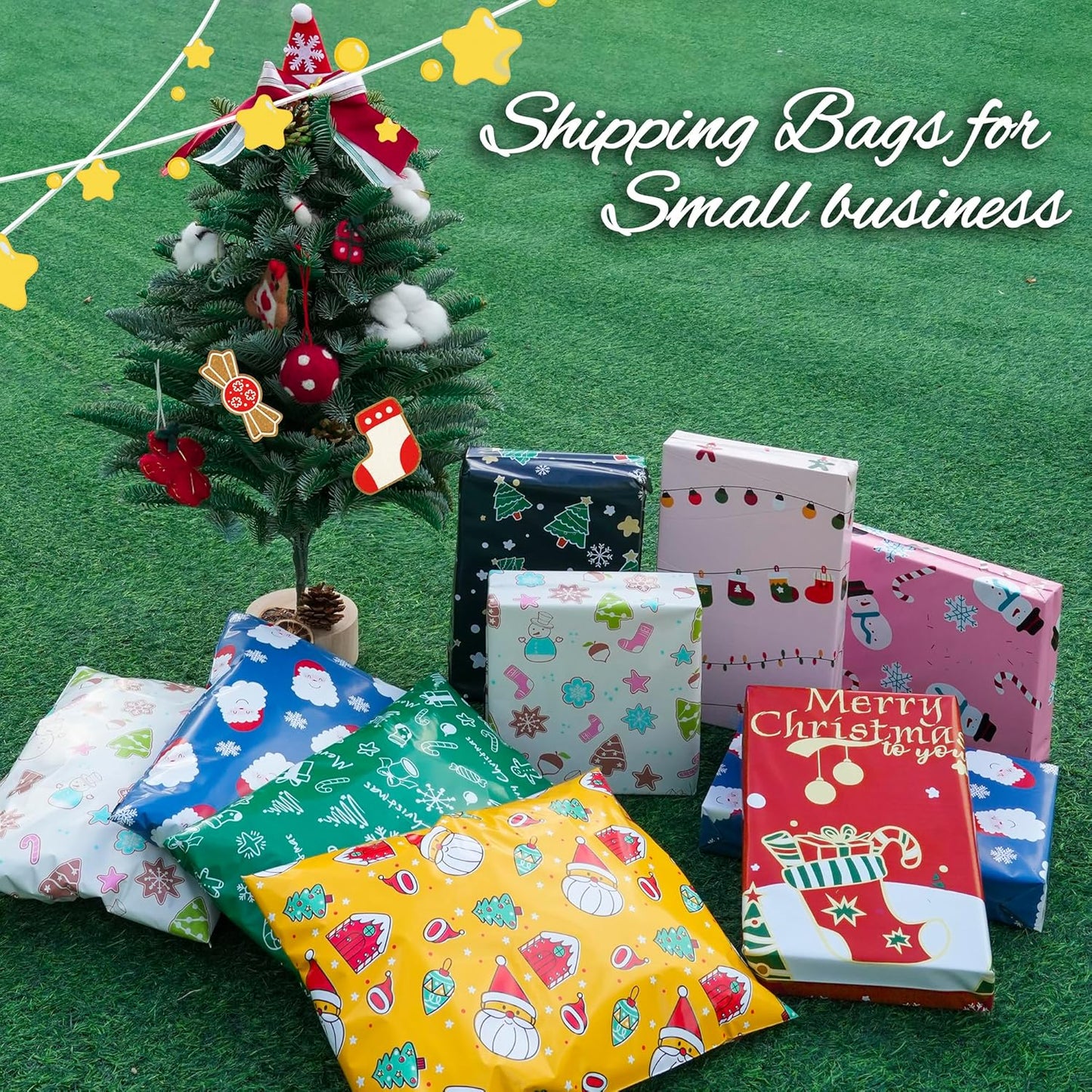 Christmas Poly Mailer 10x13 Inch 100 Pcs, Waterproof Shipping Bags for Clothing, Tear-Resistant Mailier, Strong Mailing With Self-Seal - Snowmen Printed