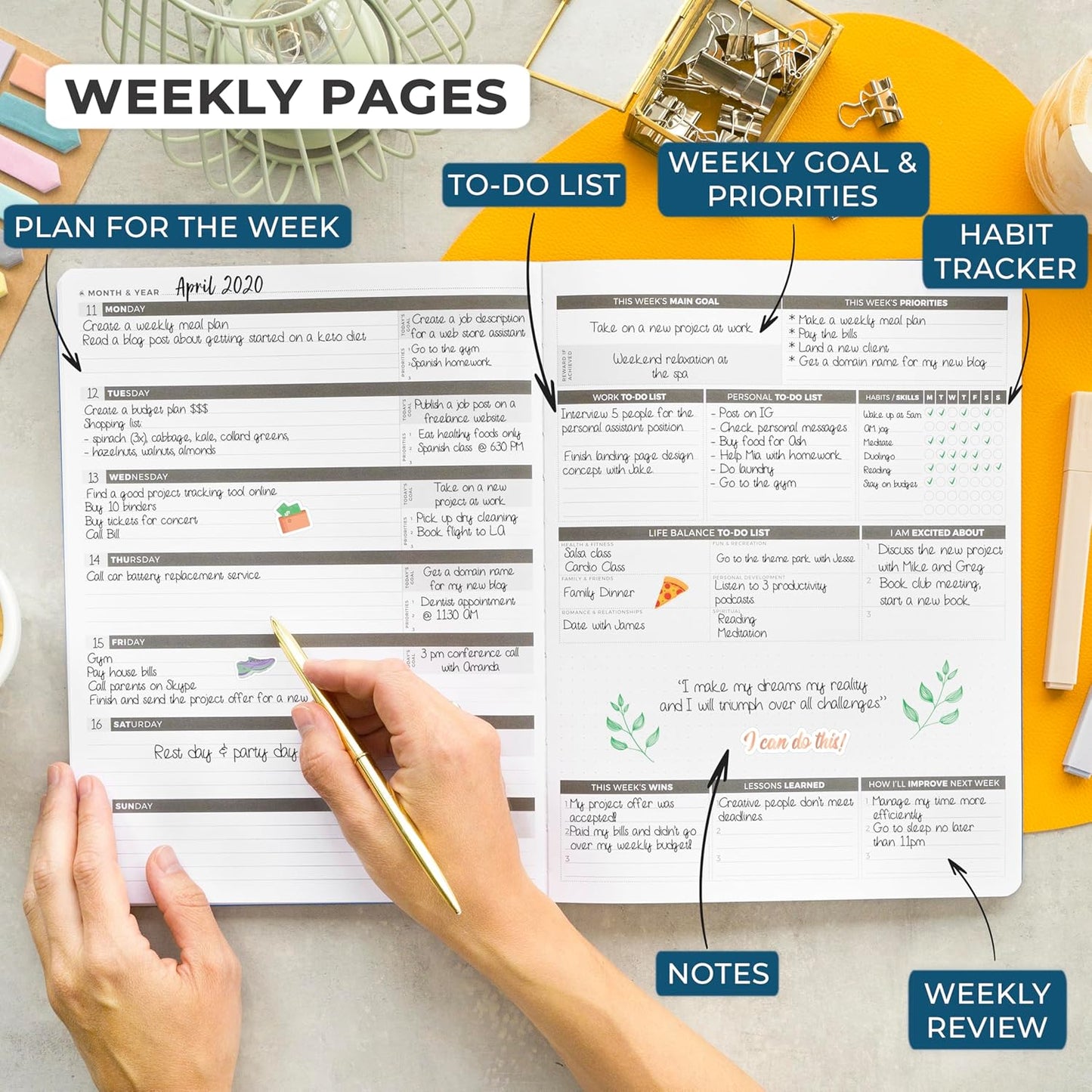 Clever Fox Planner PRO – Weekly & Monthly Life Planner to Increase Productivity, Time Management and Hit Your Goals, 8.5x11″ (Mystic Blue)