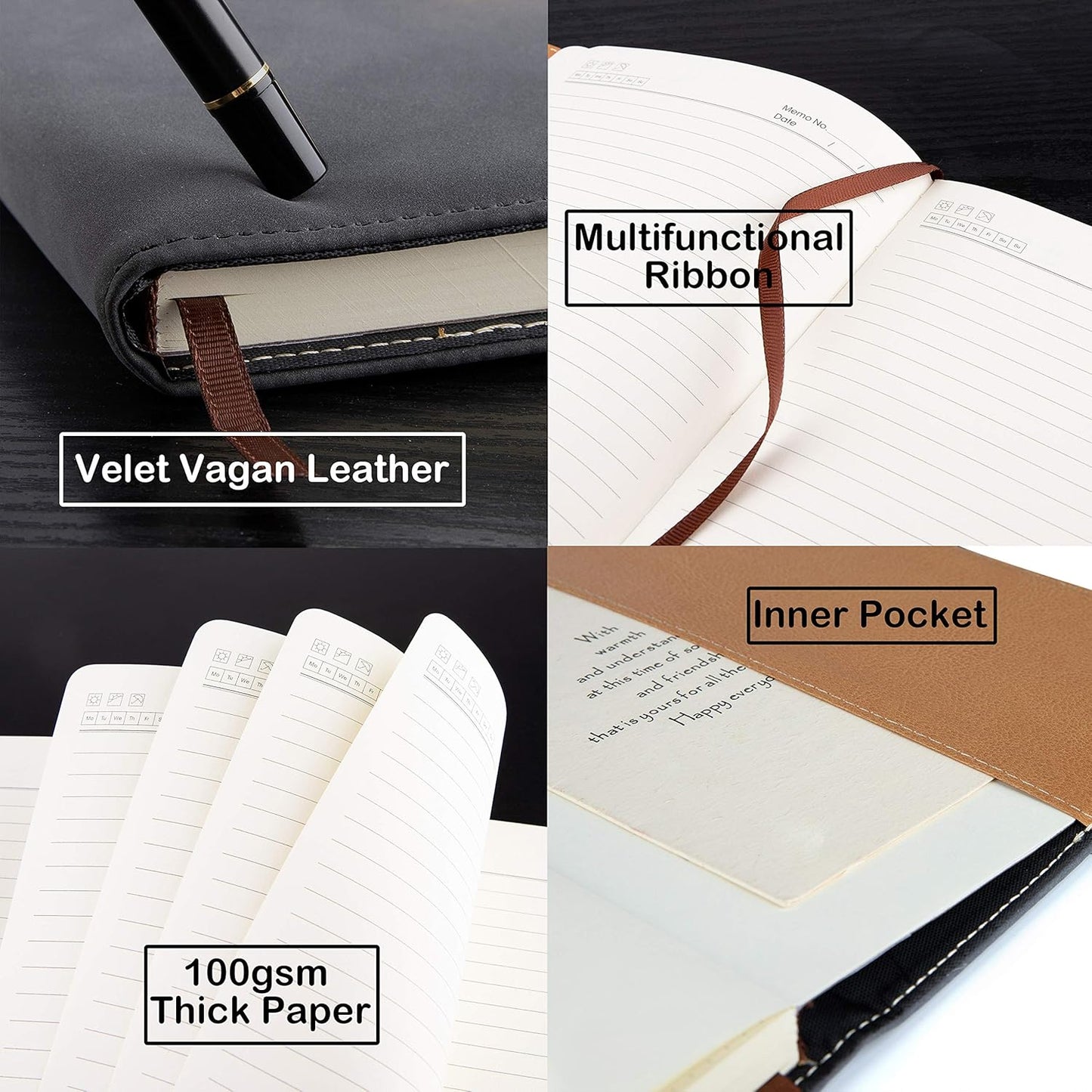 Tree of Life Refillable Writing Journal For Women & Men Faux Leather Hardcover Notebook A5 College Ruled 200 Lined Pages Lay-Flat Personal Diary With Pen & Magnetic Buckle (Tree of Life - Grey)