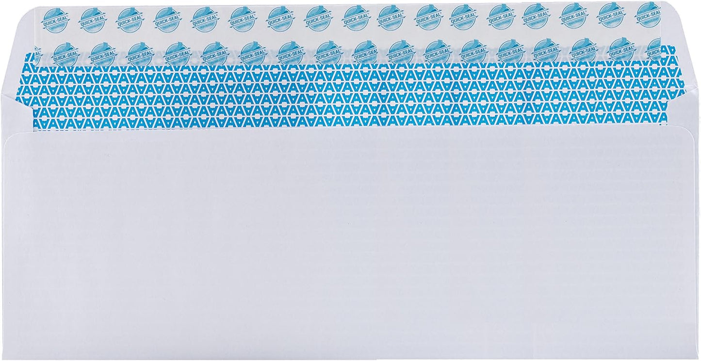 Aimoh #10 Security Tinted Self-Seal Envelopes - No Window - EnveGuard, Size 4-1/8 X 9-1/2 Inches - White - 24 LB - 1 Case - 12 Packs - 1,200 Envelopes (34100-CS)