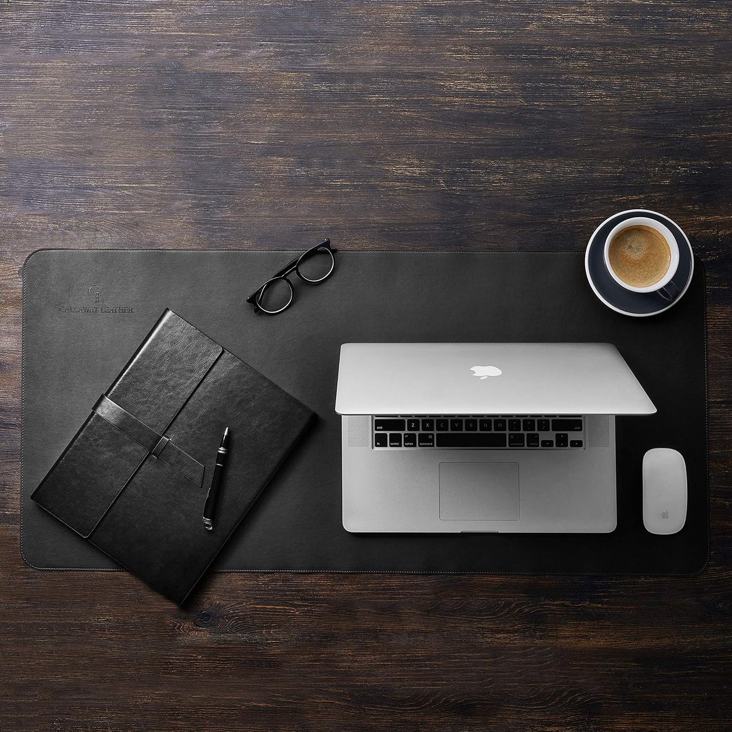 Gallaway Leather Desk Protector, Office Desk Pad - Large 36" x 17" Black, Computer Desk Mat Cover