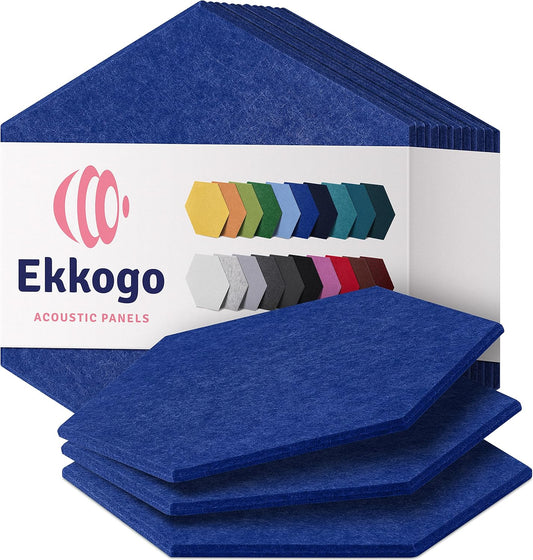 Acoustic Panels 12-Pack Soundproof Wall Panels 14"X12.1"X0.4" Sound Panels High Density Sound Dampening Panels - [Admiral Blue Hexagon]